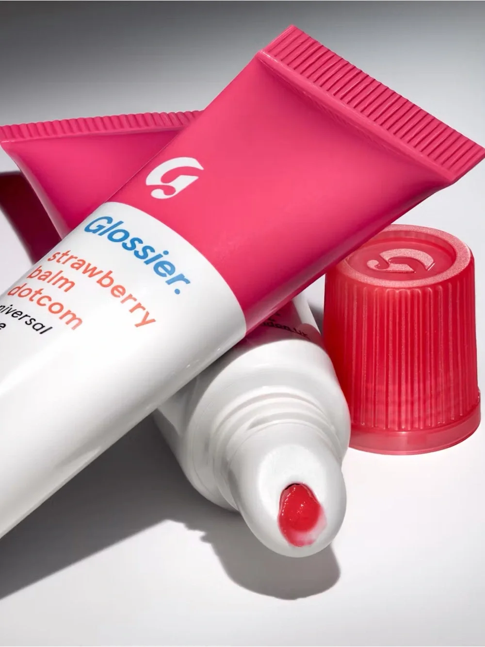 Glossier Strawberry Balm Dotcom Lip Salve - Hot Pink Tube